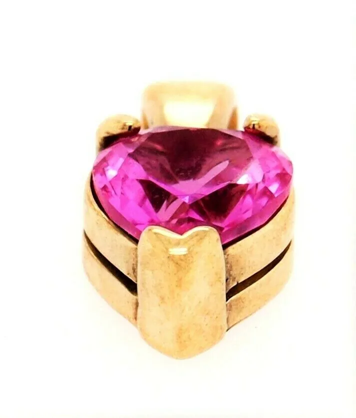 Pink Sapphire 9ct Yellow Gold Heart Pendant