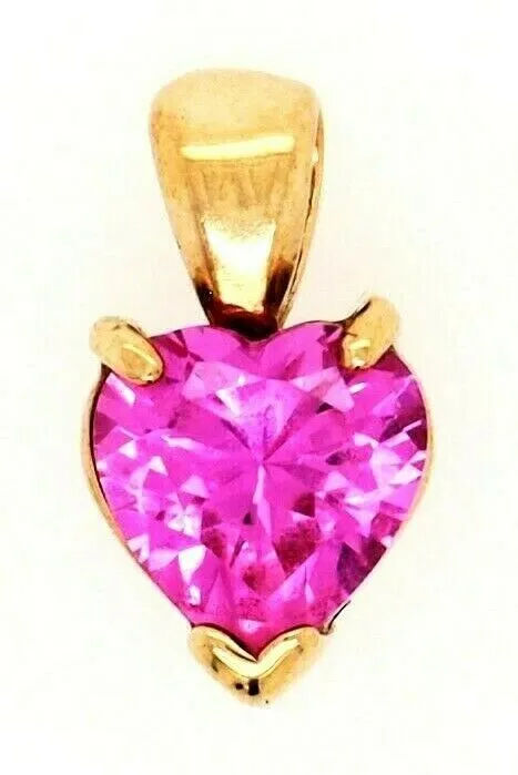 Pink Sapphire 9ct Yellow Gold Heart Pendant