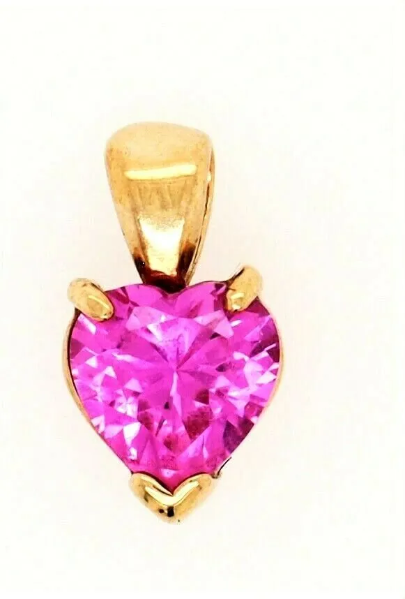 Pink Sapphire 9ct Yellow Gold Heart Pendant