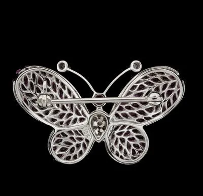 Pink Sapphire, Diamond Butterfly Brooch