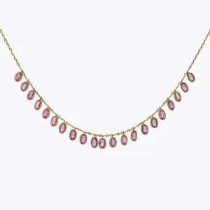 Pink Sapphire Oval Fringe Necklace