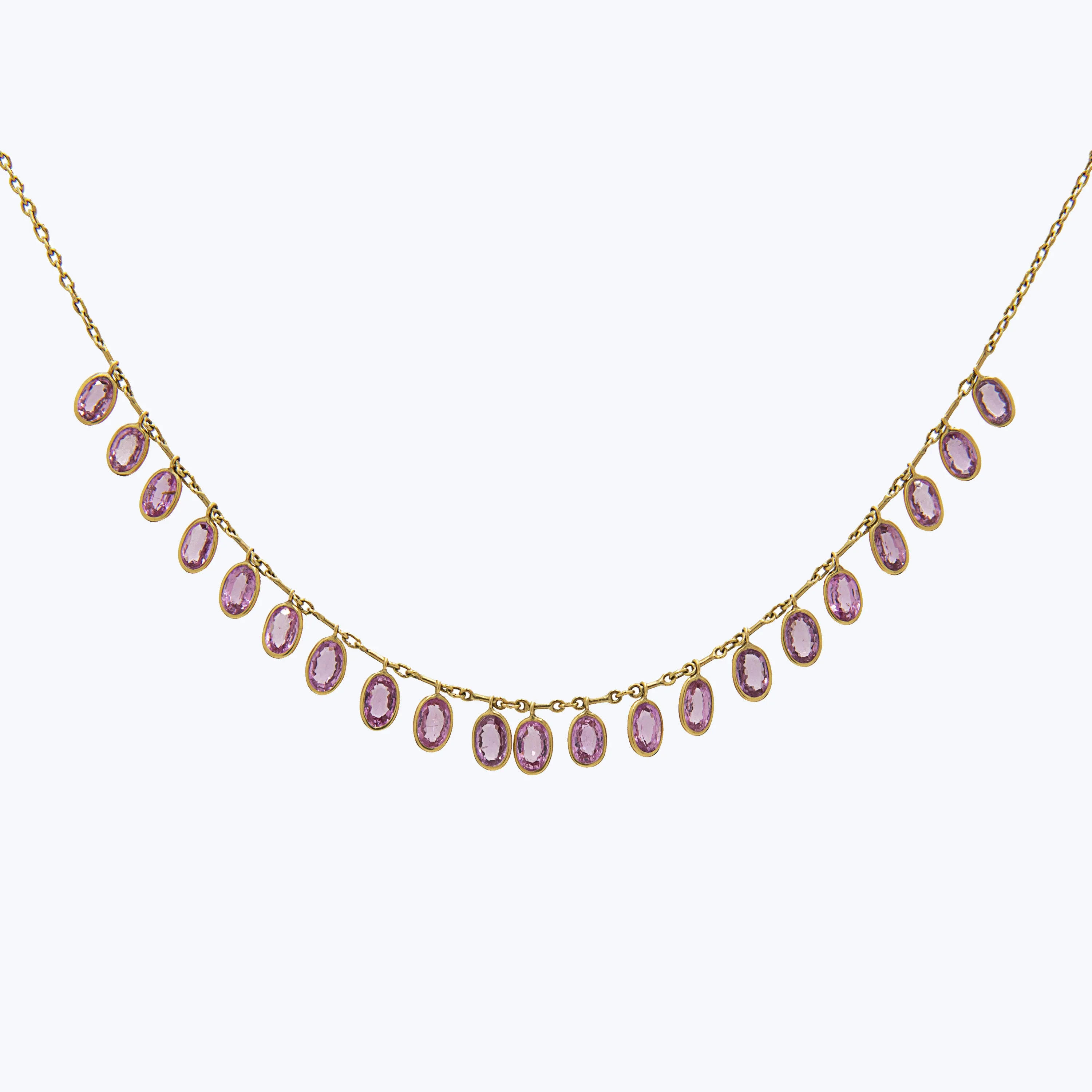 Pink Sapphire Oval Fringe Necklace