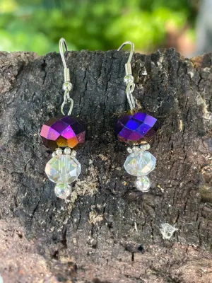 Purple and Aurora Borealis Earrings