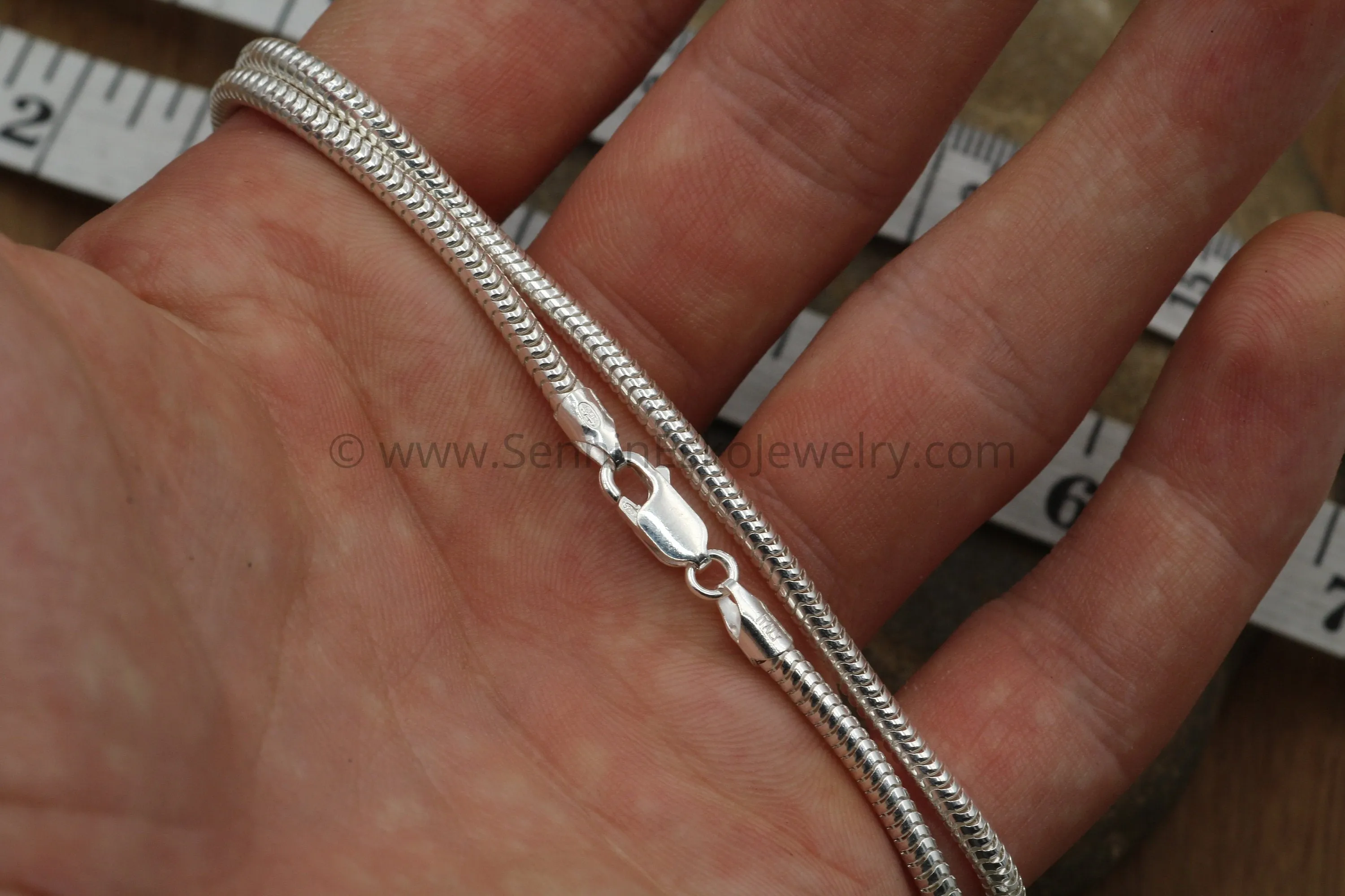 READY TO SHIP Sterling Snake Chain, 3mm Seamless - 925 sterling silver - choice of 16", 18", 20", 24", 30" or 36"