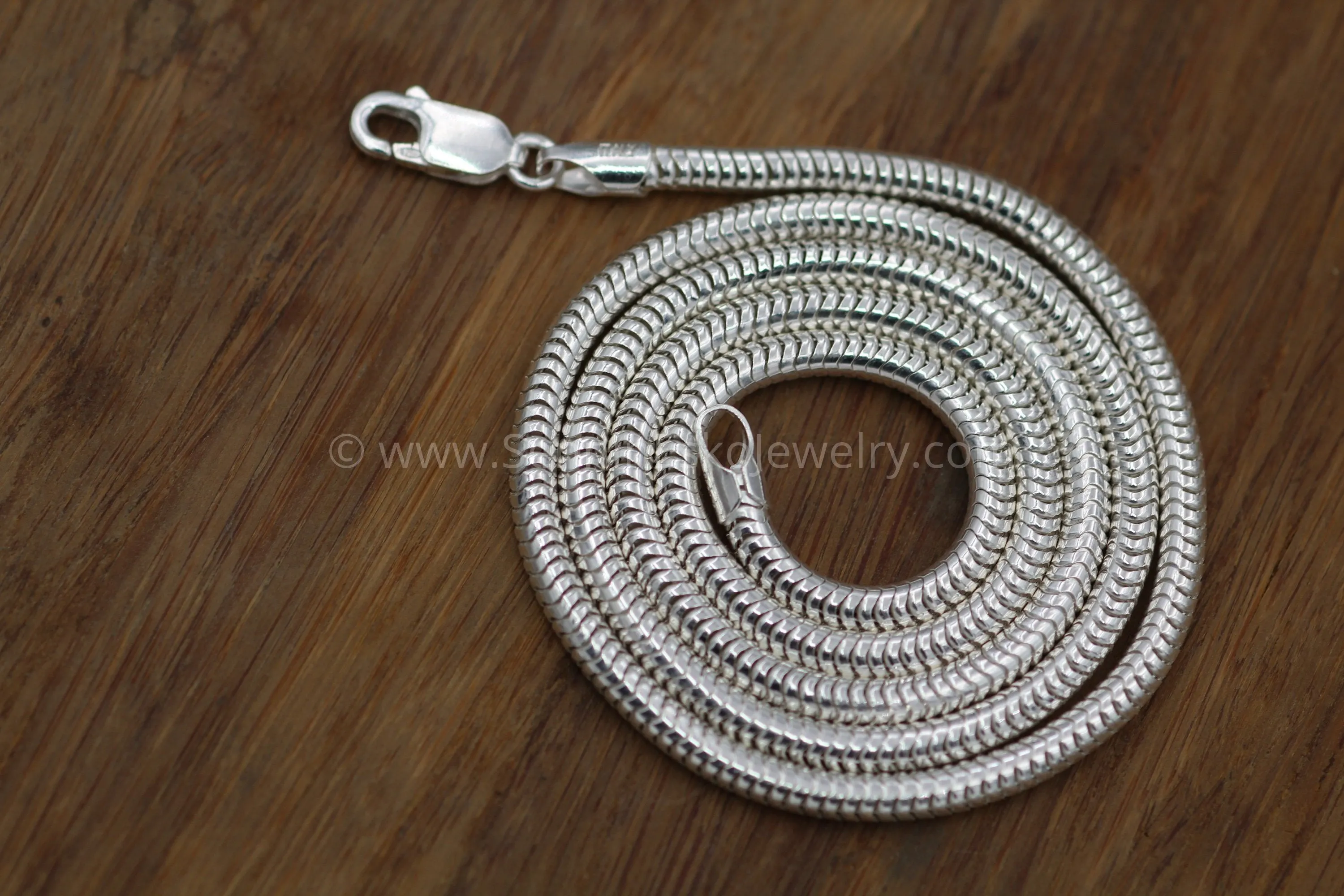 READY TO SHIP Sterling Snake Chain, 3mm Seamless - 925 sterling silver - choice of 16", 18", 20", 24", 30" or 36"