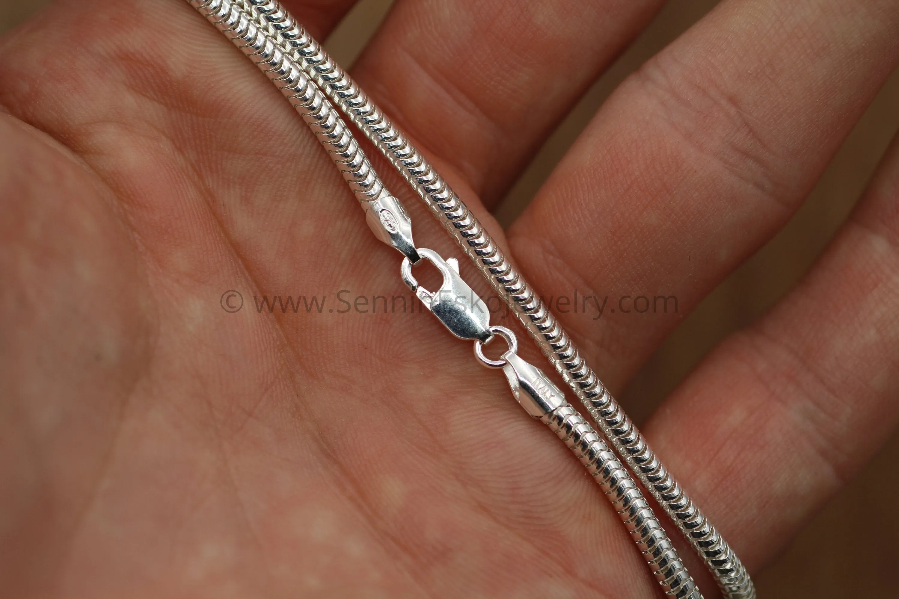 READY TO SHIP Sterling Snake Chain, 3mm Seamless - 925 sterling silver - choice of 16", 18", 20", 24", 30" or 36"