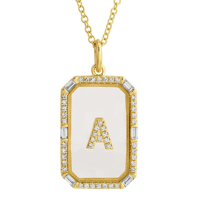 RECTANGLE SAPPHIRE CRYSTAL INITIAL NECKLACE