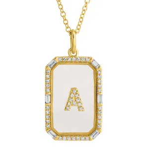 RECTANGLE SAPPHIRE CRYSTAL INITIAL NECKLACE