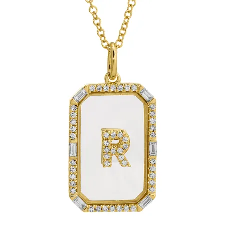 RECTANGLE SAPPHIRE CRYSTAL INITIAL NECKLACE