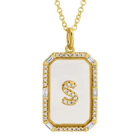 RECTANGLE SAPPHIRE CRYSTAL INITIAL NECKLACE