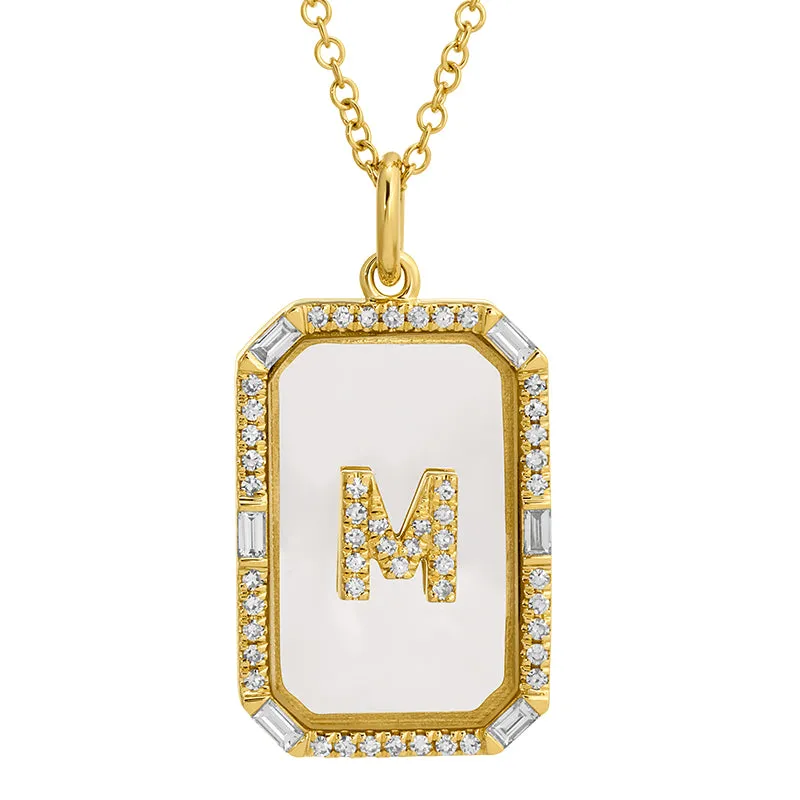 RECTANGLE SAPPHIRE CRYSTAL INITIAL NECKLACE