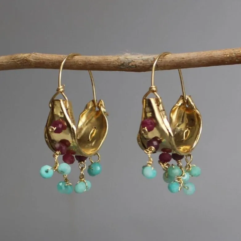 Ruby Amazonite Hoop Earrings