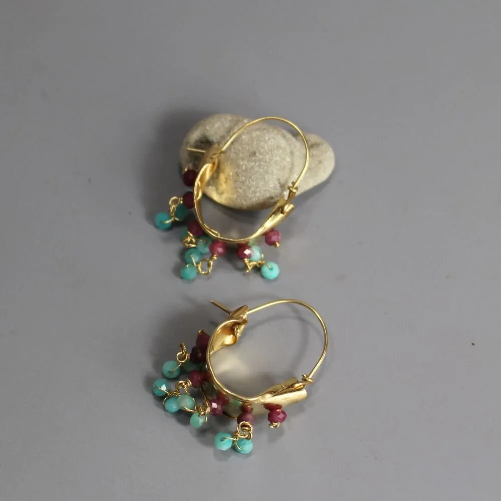 Ruby Amazonite Hoop Earrings