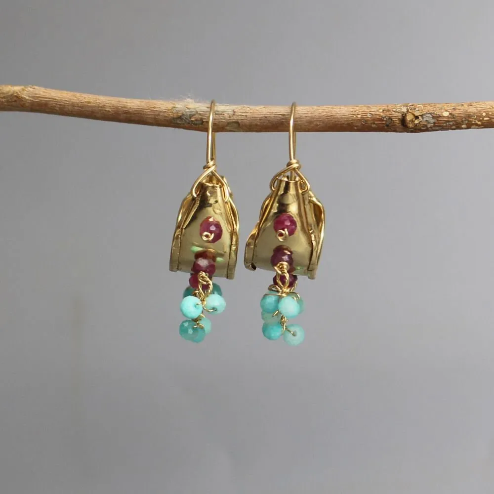 Ruby Amazonite Hoop Earrings