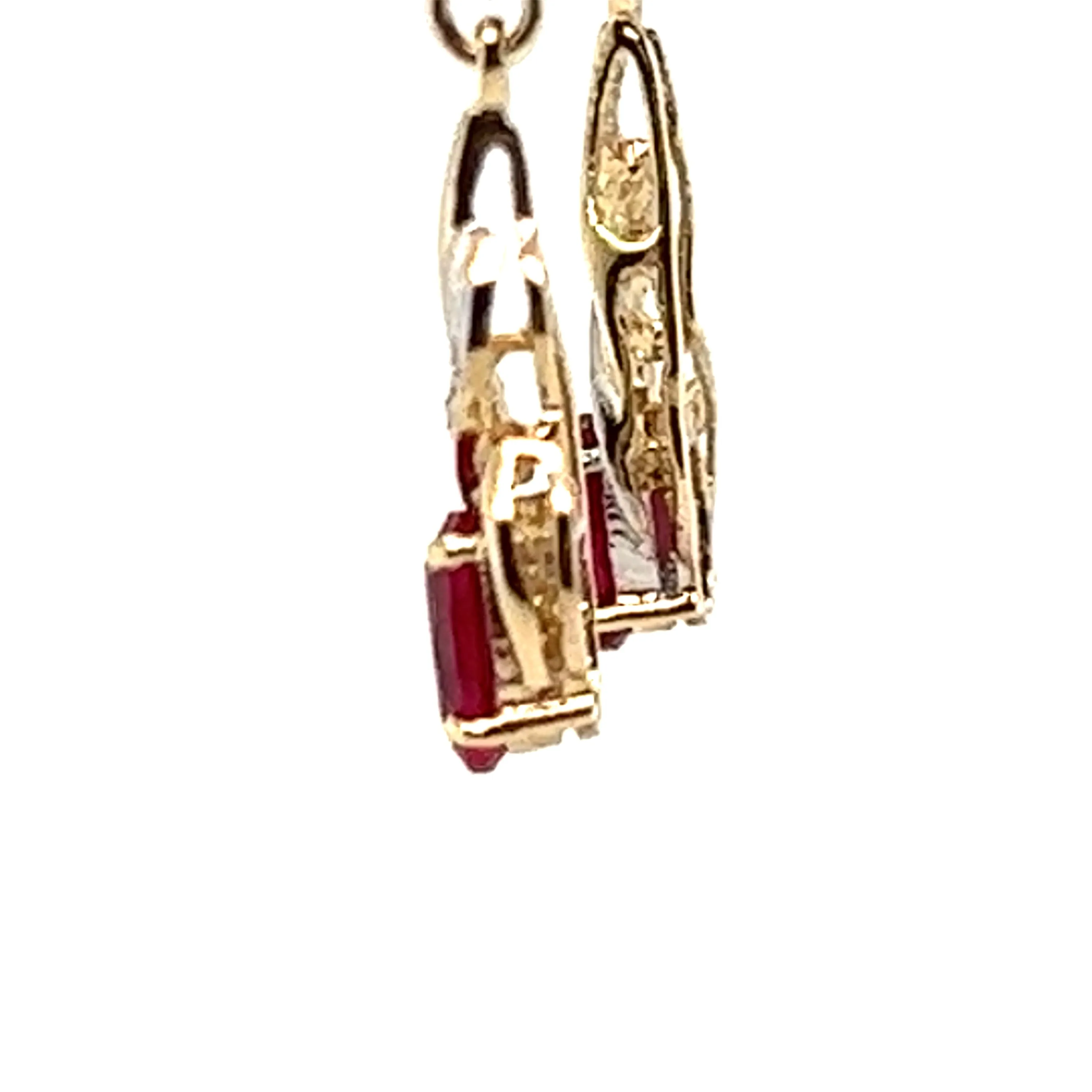 Ruby & Diamond Yellow Gold Drop Earrings