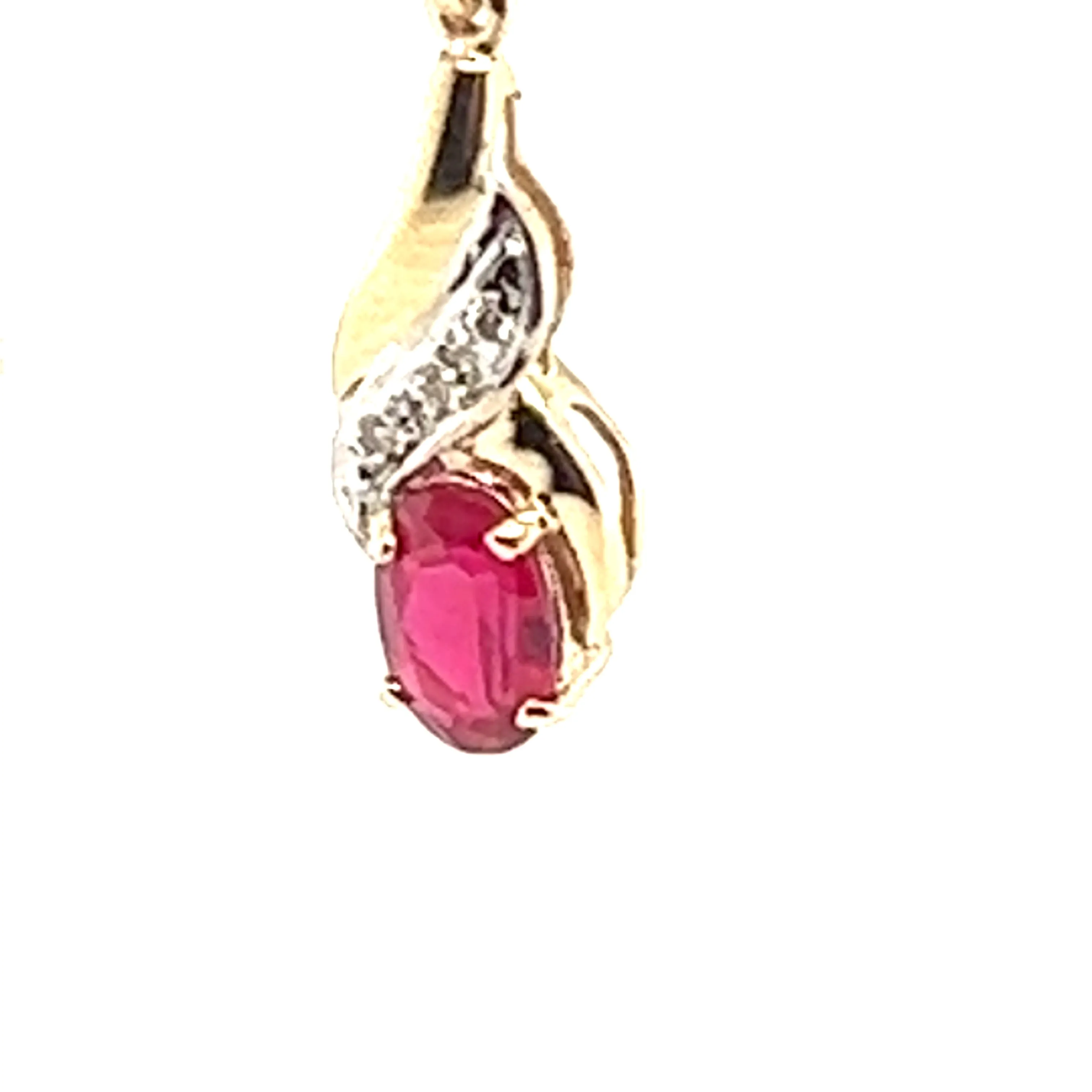 Ruby & Diamond Yellow Gold Drop Earrings