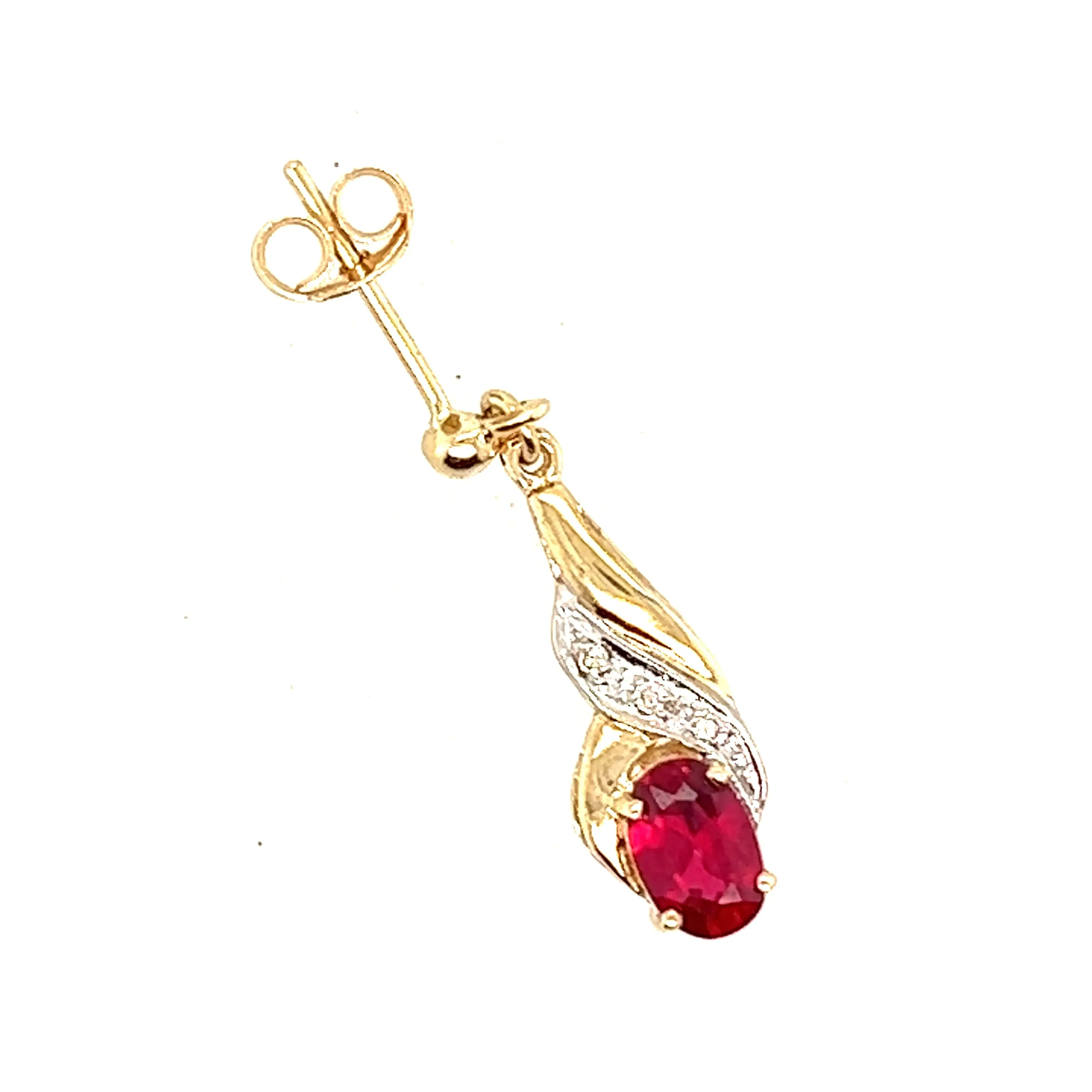 Ruby & Diamond Yellow Gold Drop Earrings