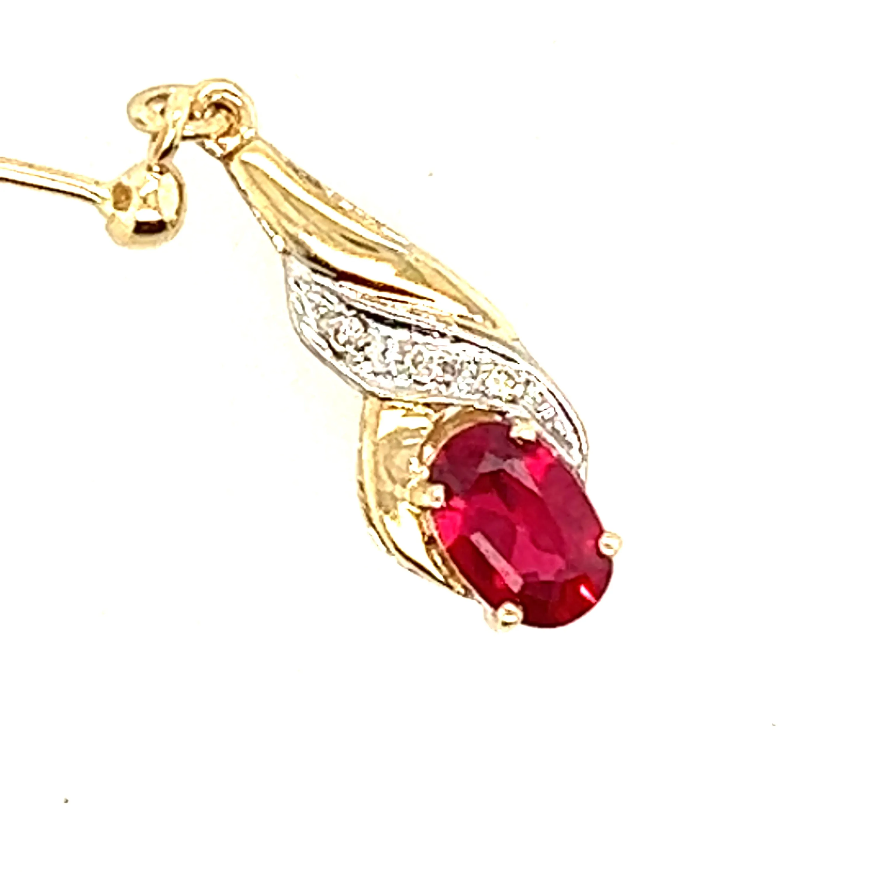 Ruby & Diamond Yellow Gold Drop Earrings