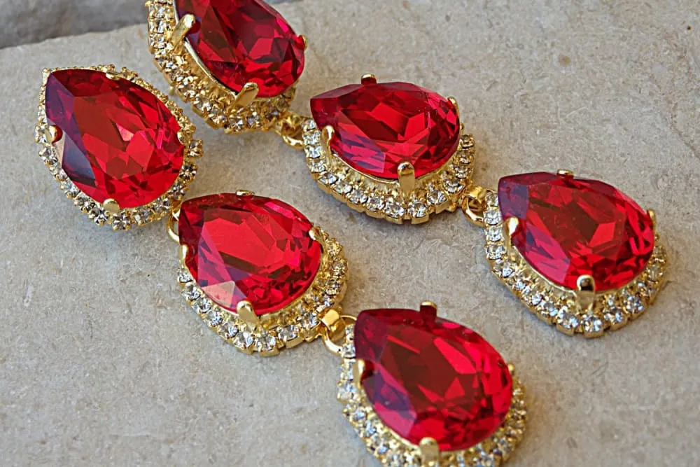 Ruby chandelier Earrings