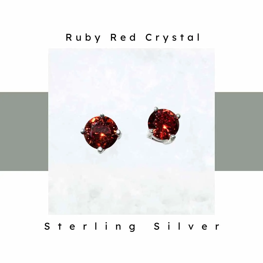 Ruby Red Crystal Post Earrings by Nickel Smart®