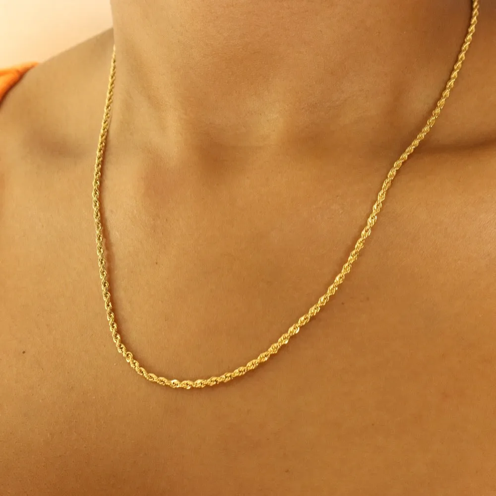 Sade 18ct gold plated stainless steel rope necklace