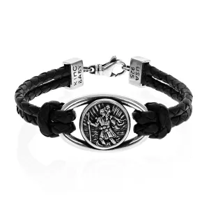 Saint Christopher Braided Leather Bracelet