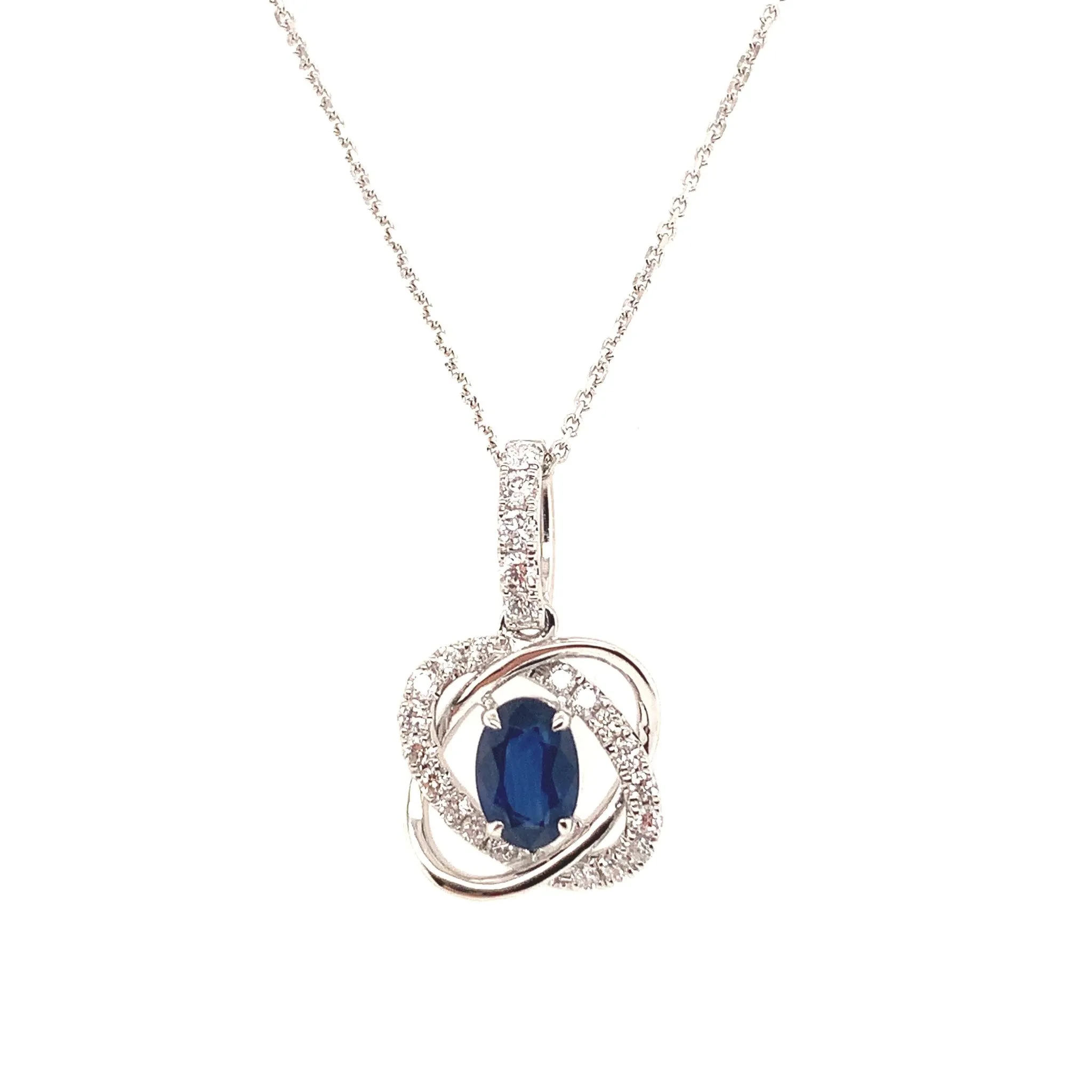 Sapphire and Diamond Open Pendant Necklace