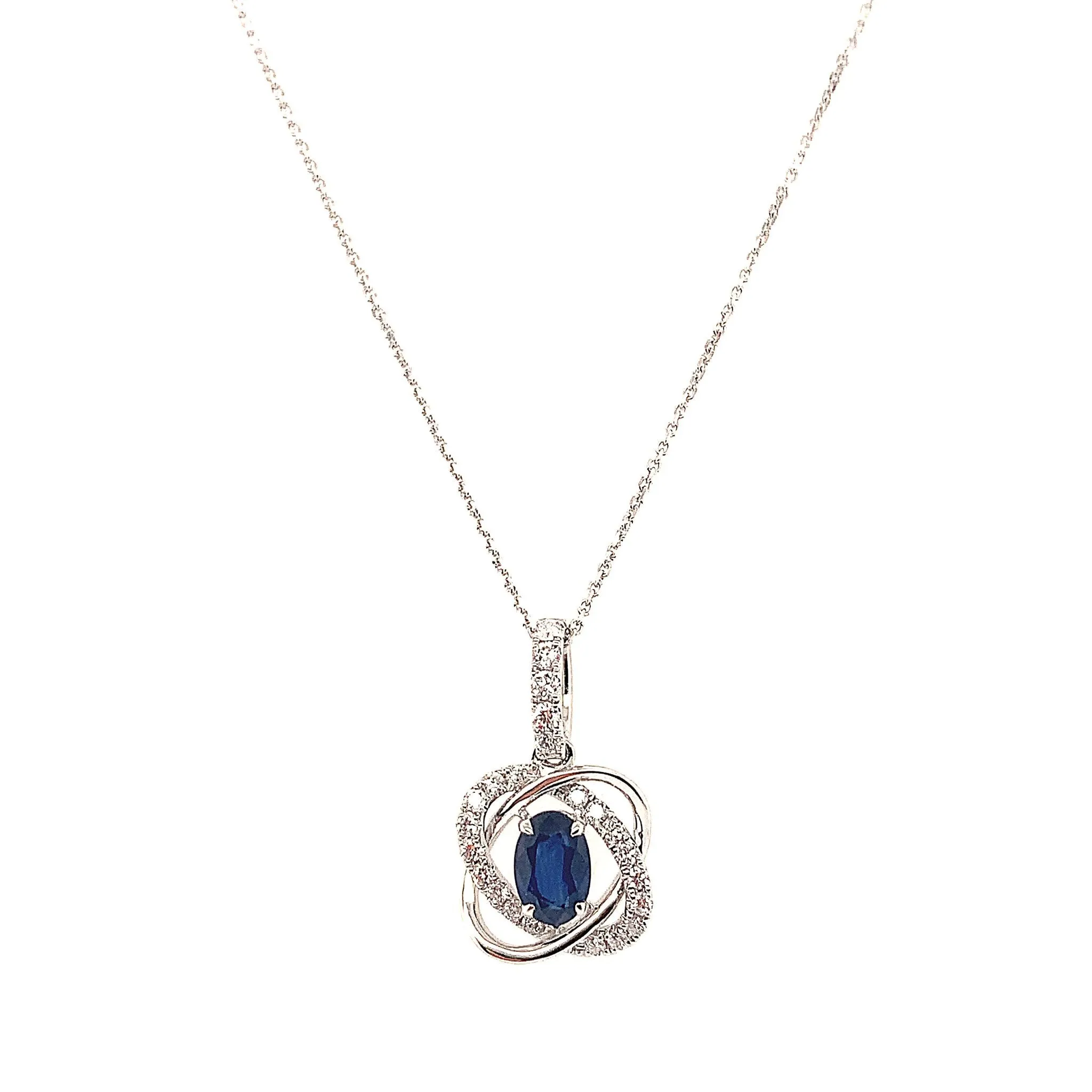 Sapphire and Diamond Open Pendant Necklace