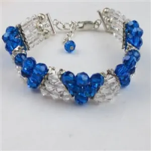 Sapphire  Crystal Cuff  Bracelet Multi-strand