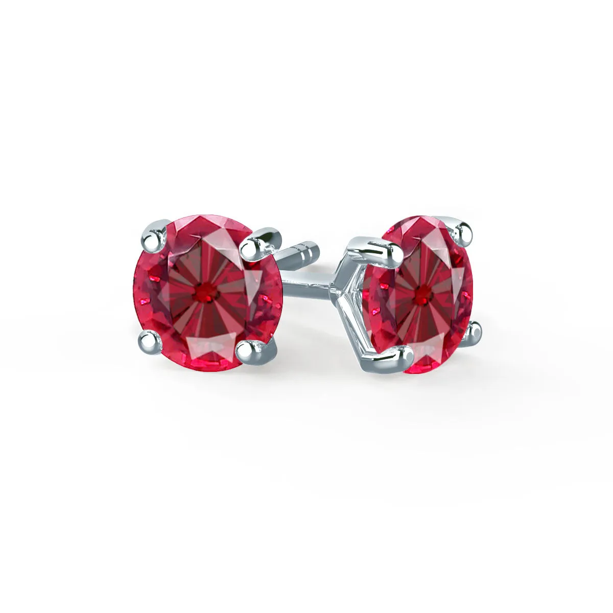 SENA - Round Ruby 950 Platinum Stud Earrings