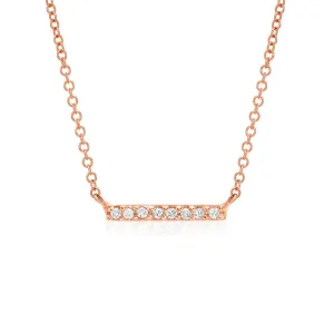 Short Diamond Bar Necklace - 14K Rose Gold