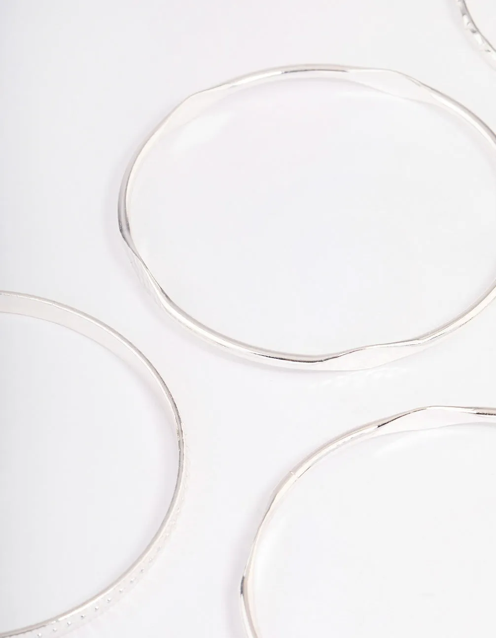 Silver Mixed Hammered Bangle 5-Pack