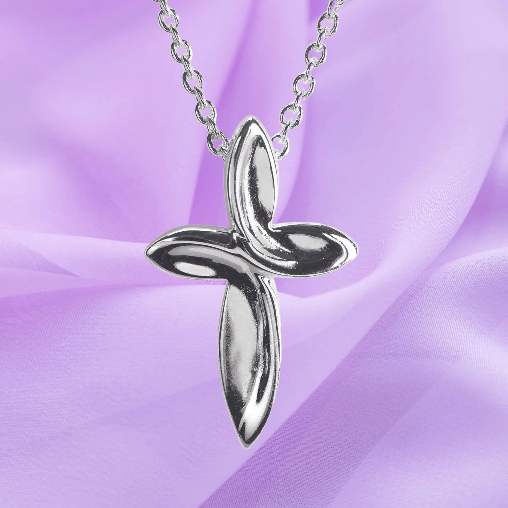 Silver Plated Mini Mobius Cross Necklace