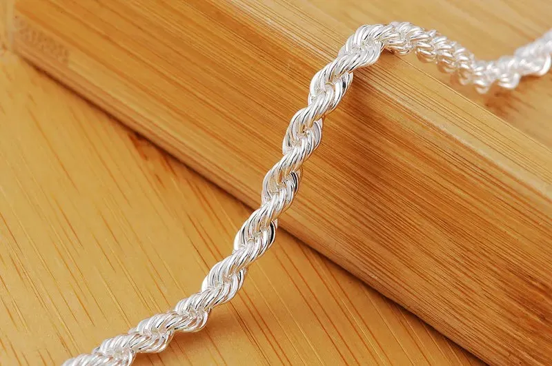 Silver Twisted Rope Chain Bracelets