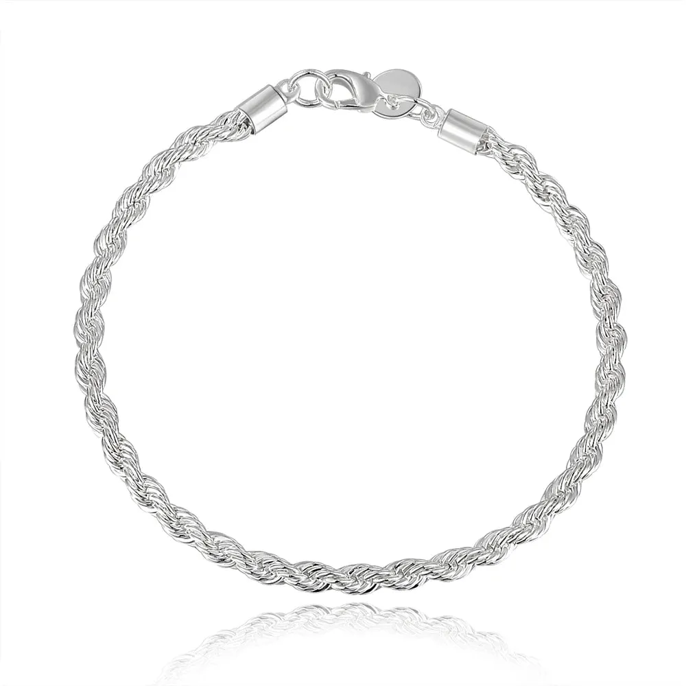 Silver Twisted Rope Chain Bracelets