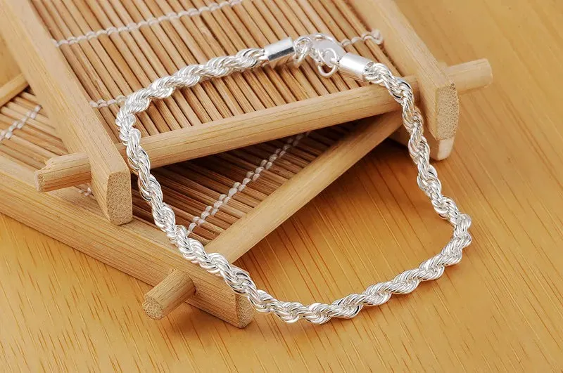 Silver Twisted Rope Chain Bracelets