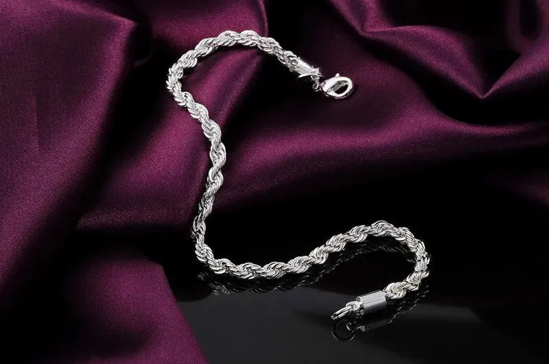 Silver Twisted Rope Chain Bracelets