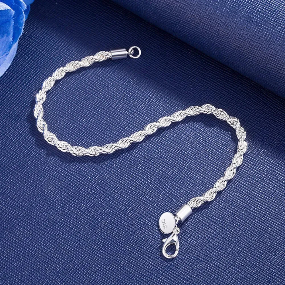 Silver Twisted Rope Chain Bracelets