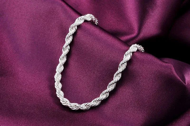 Silver Twisted Rope Chain Bracelets