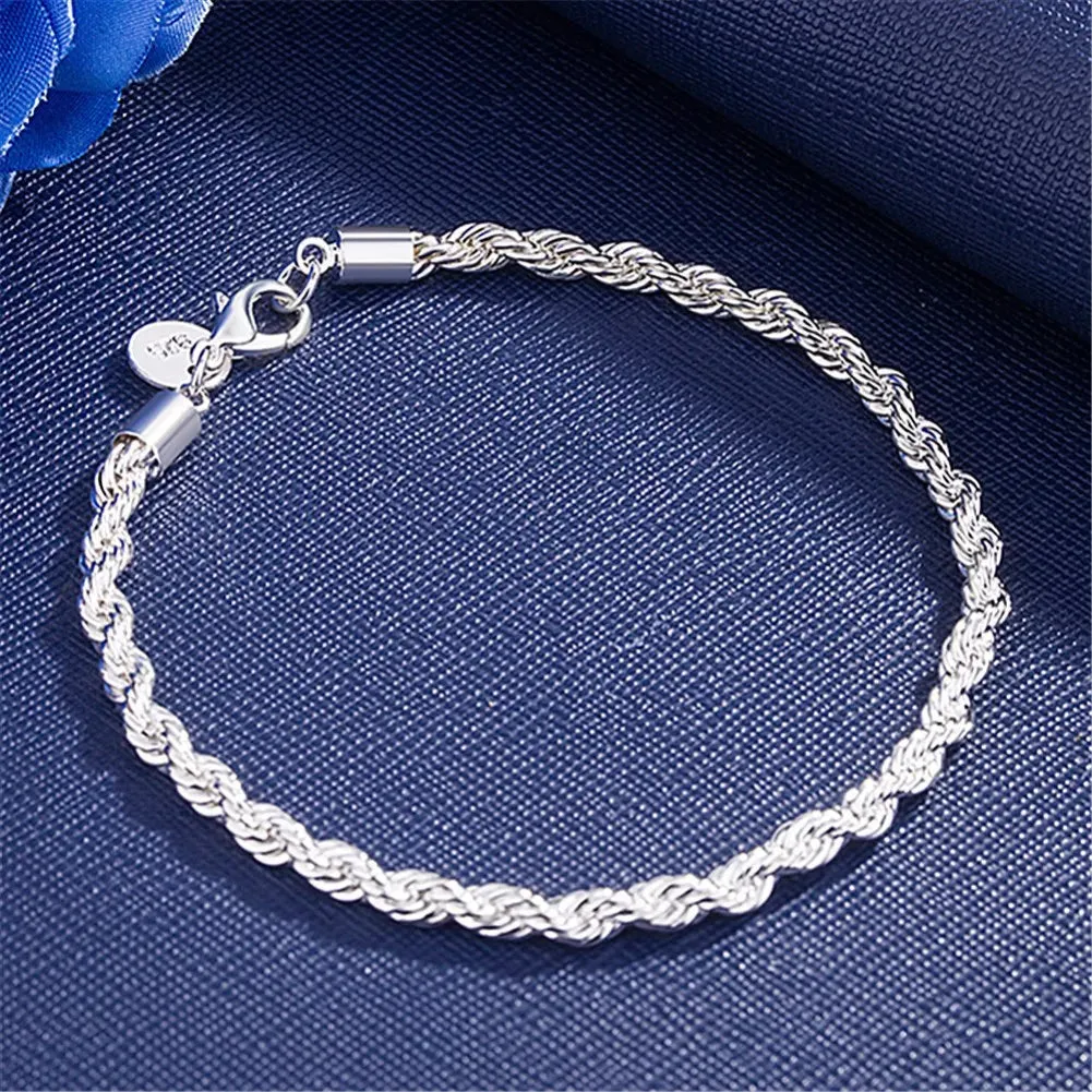 Silver Twisted Rope Chain Bracelets