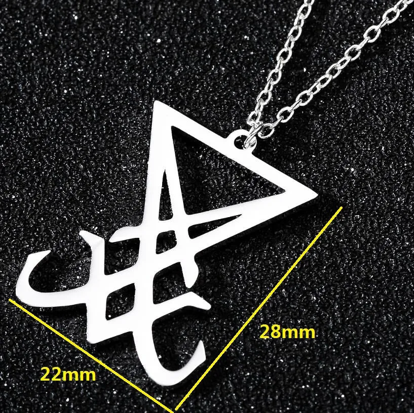 SISSLIA Fashion Stainless Steel Jewelry Men Vintage Satan Baffler Imprint Pendant Necklace For Women