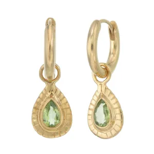 SMALL TEARDROP HOOPS - PERIDOT - GOLD