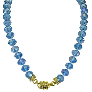 Splendid Crystal 12mm Beaded Magnetic Interchangeable Necklace (Goldtone/Lt. Sapphire)