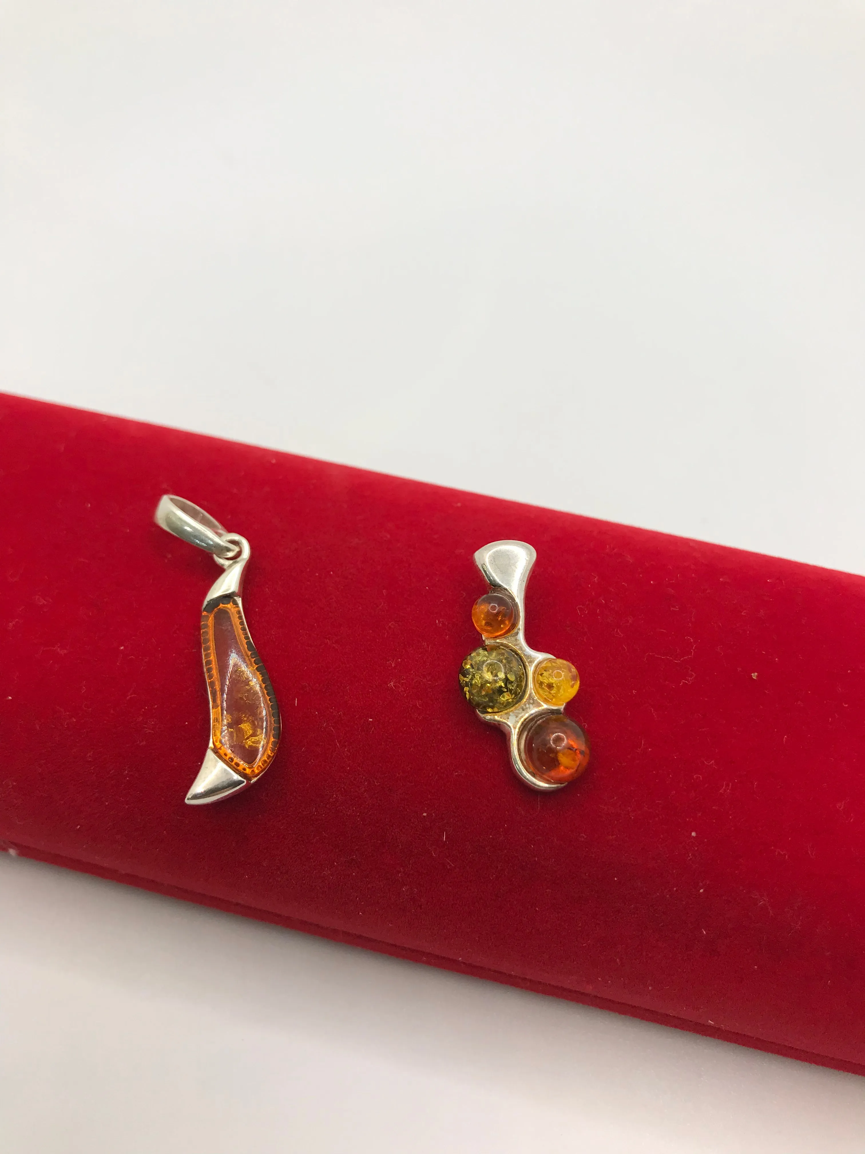 Sterling silver amber pendants