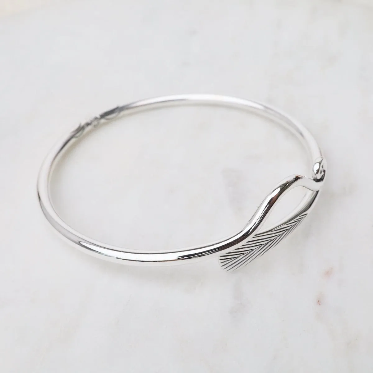 Sterling Silver Bangle with Vine & Leaf