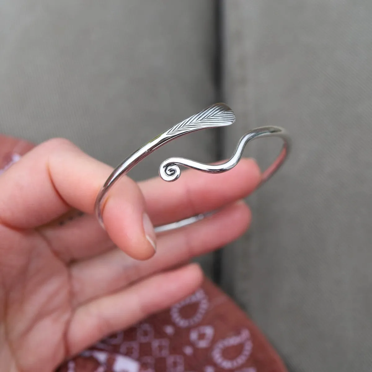 Sterling Silver Bangle with Vine & Leaf