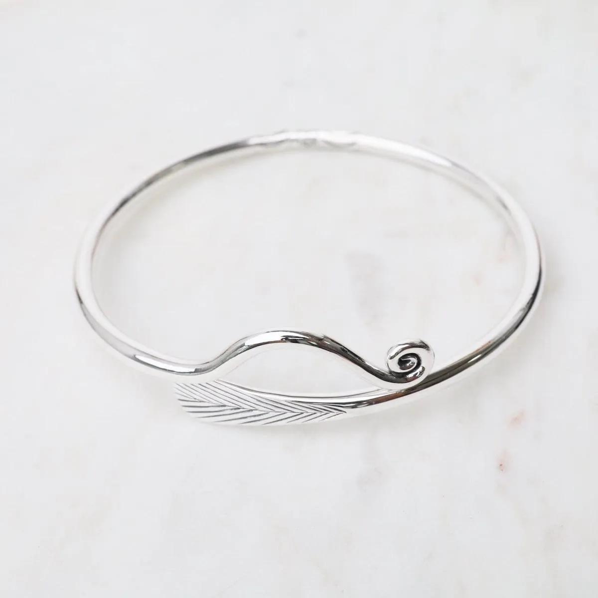 Sterling Silver Bangle with Vine & Leaf