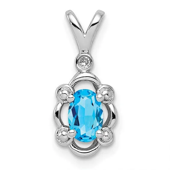 Sterling Silver Gemstone & Diamond Pendants