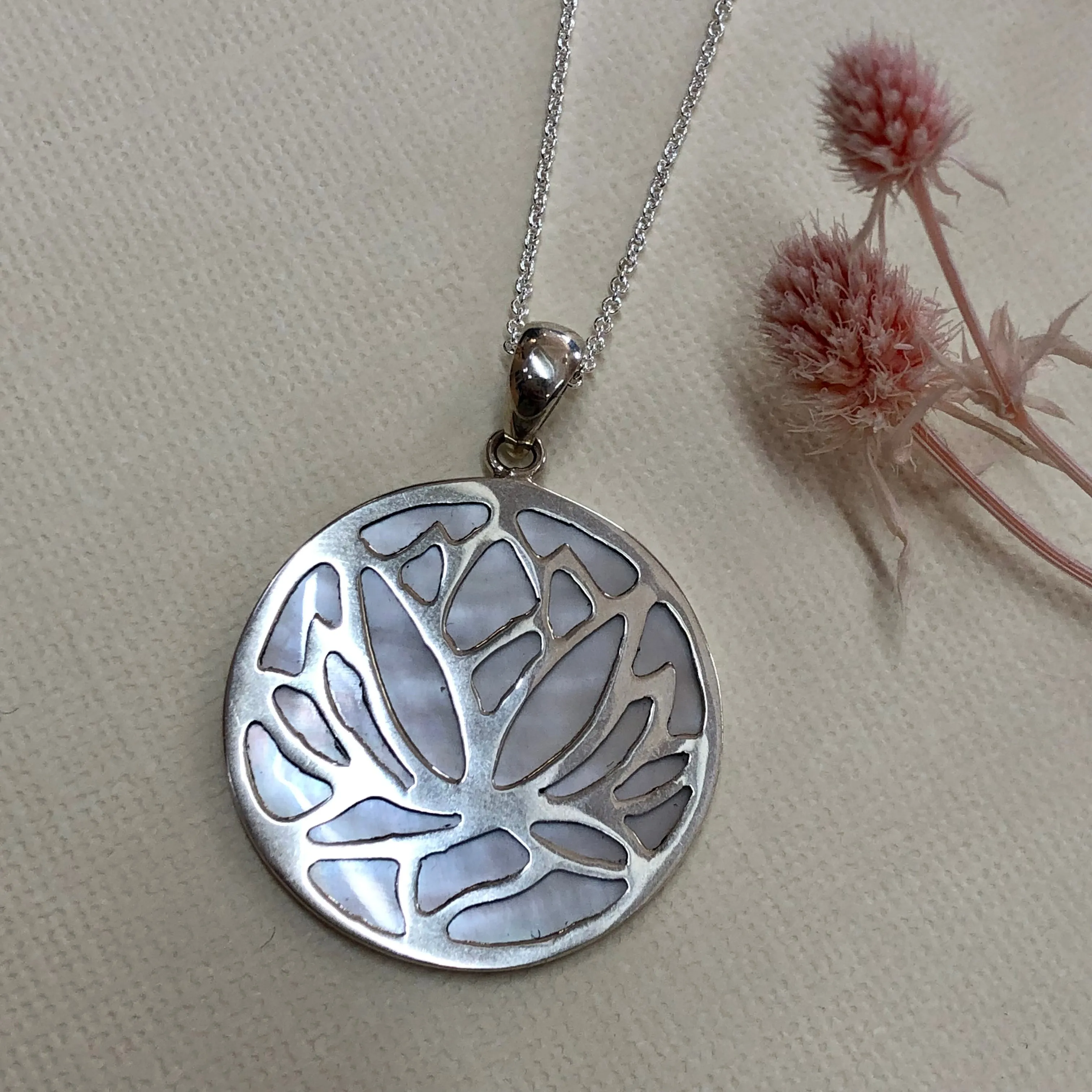 Sterling Silver Lotus in Paua or Mother of pearl