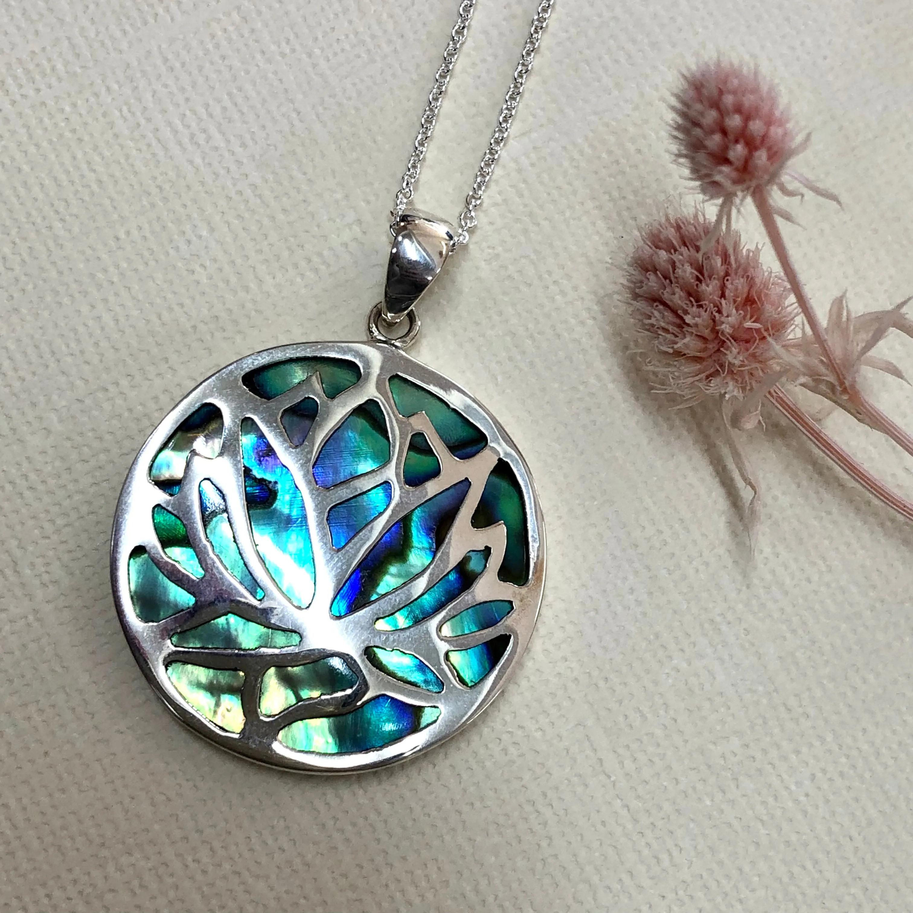 Sterling Silver Lotus in Paua or Mother of pearl